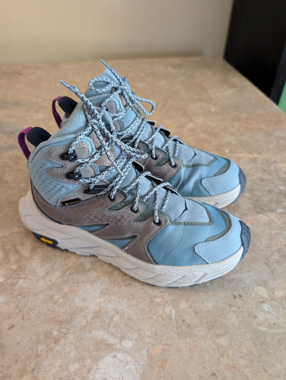 Hoka Ancapa Mid GTX Gore Tex Hiking Trail Boots light blue Women's Size 7 No Box